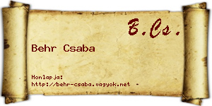 Behr Csaba névjegykártya